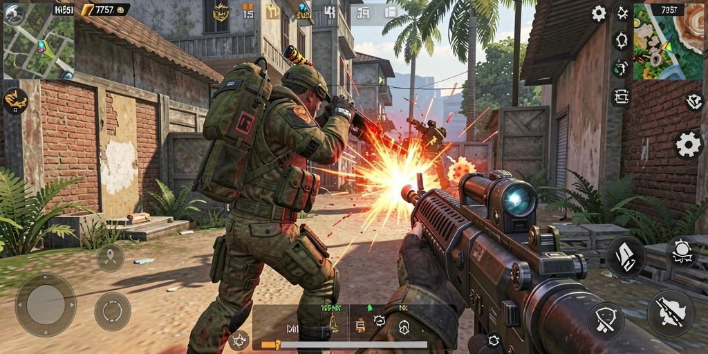 Screenshot utama 2757 menampilkan aksi pertempuran seru di gameplay TPS.