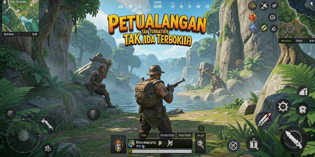 Tampilan menarik dari gameplay 55RK di dunia terbuka.