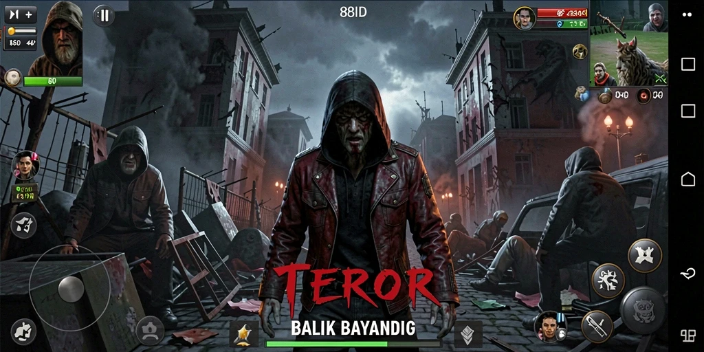 Screenshot dari gameplay 88ID yang menunjukkan suasana horor yang mencekam.