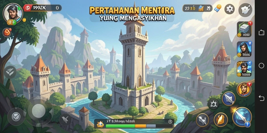 Tangkapan layar 99ZK menampilkan aksi strategis dalam game Tower Defense.