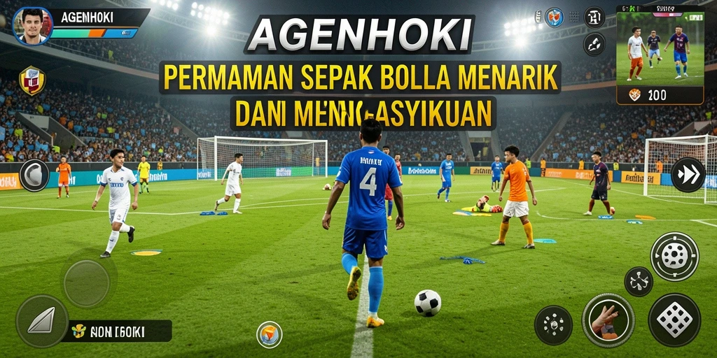 Tampilan gameplay AGENHOKI yang menarik dengan aksi sepak bola yang mendebarkan.