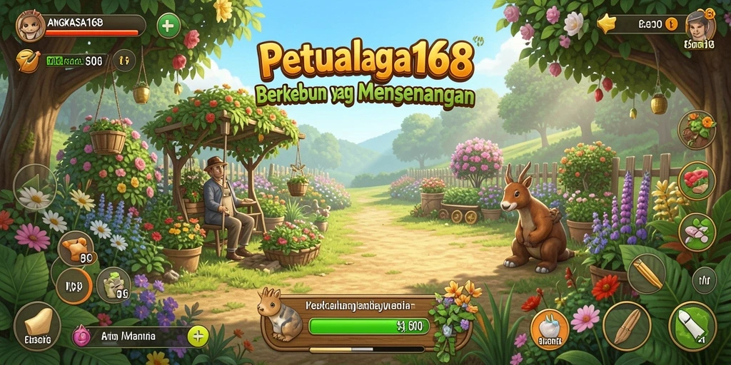 Tampilan gameplay <strong>ANGKASA168</strong> yang menakjubkan saat berkebun.