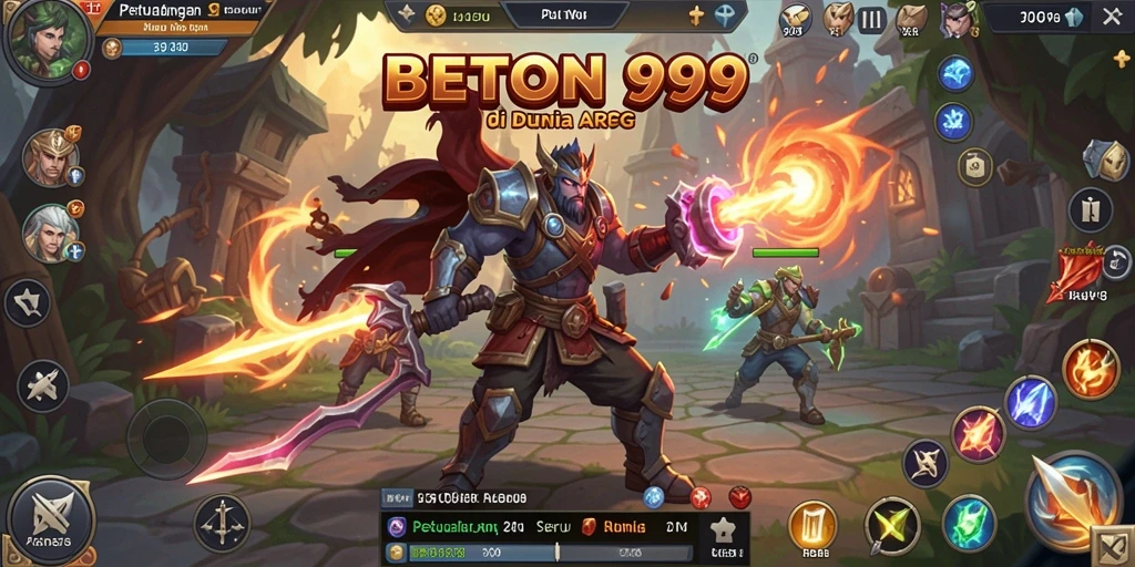 Tampilan menarik dari gameplay BETON999 saat bertarung melawan monster.