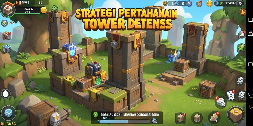 Screenshot gameplay BIGMSG menampilkan strategi pertahanan menara yang menegangkan.