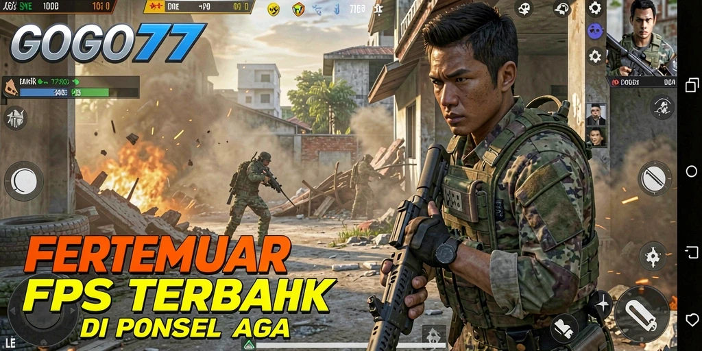 Screenshot menampilkan tindakan cepat dalam game FPS GOGO77.