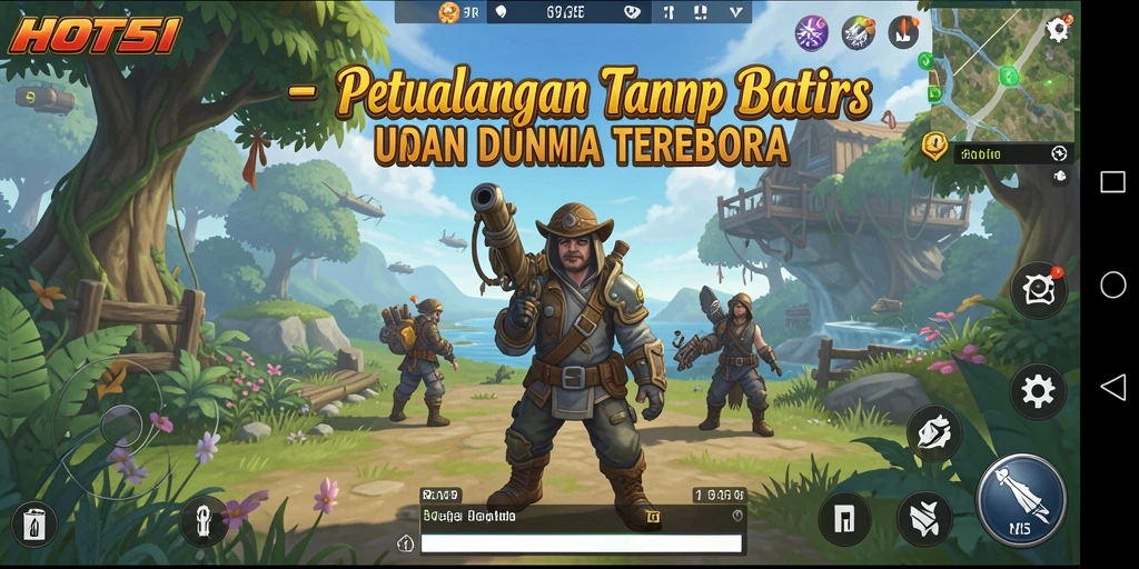 Screenshots HOT51 menampilkan karakter menjelajahi dunia terbuka yang menakjubkan.
