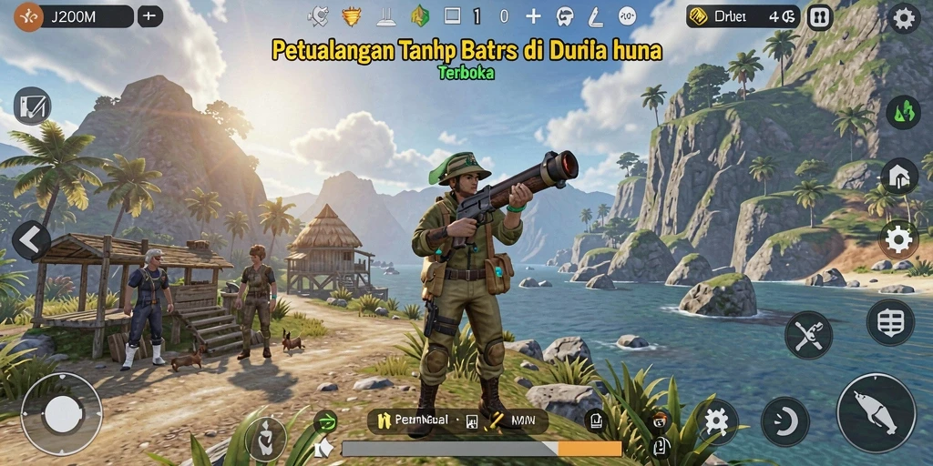 Tampilan gameplay yang menakjubkan dari J200M di dunia terbuka.