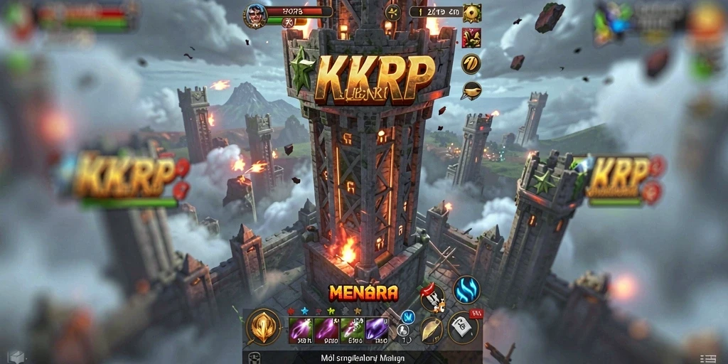 Screenshot gameplay KKRP menunjukkan aksi pertahanan menara yang mengasyikkan.