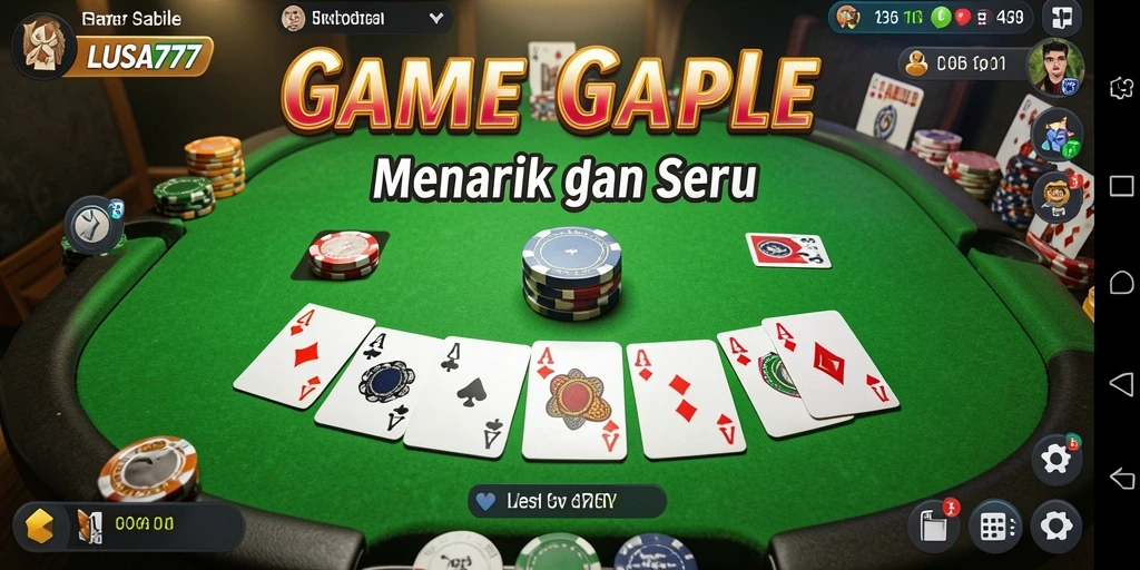 Tampilan gameplay Gaple yang seru dan menarik di LUSA777.