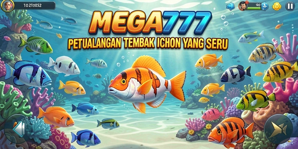 Tampilan gameplay seru MEGA777 saat menembak ikan.