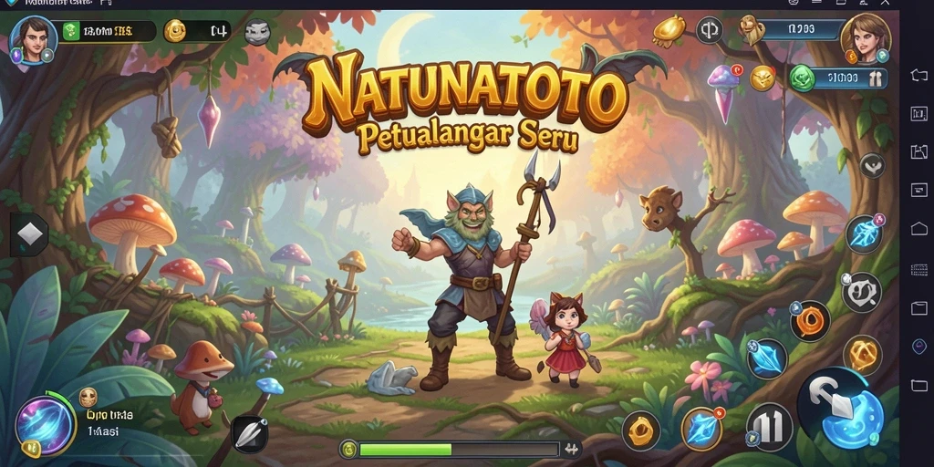 Screenshot utama NATUNATOTO menampilkan pemain menjelajahi dunia petualangan yang menakjubkan.