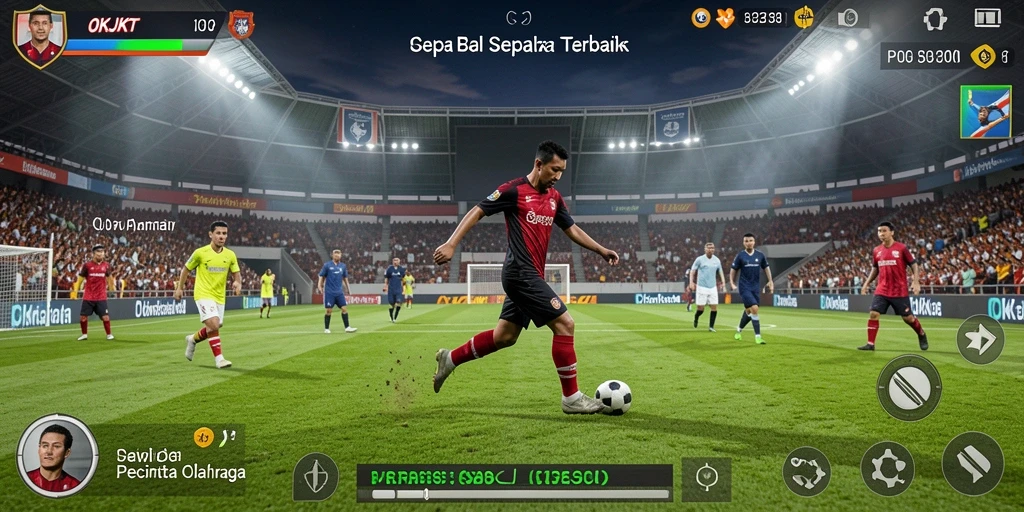 Tampilan gameplay seru dari OKJKT dengan aksi sepak bola yang mendebarkan.