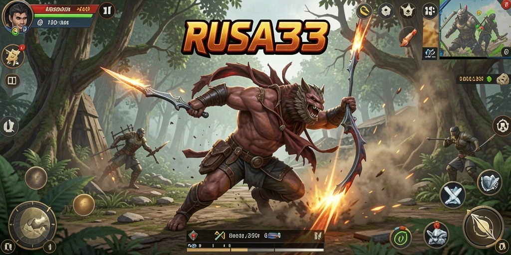 Screenshot RUSA33 menampilkan aksi pertarungan epik dengan karakter yang beragam dan grafis menakjubkan.