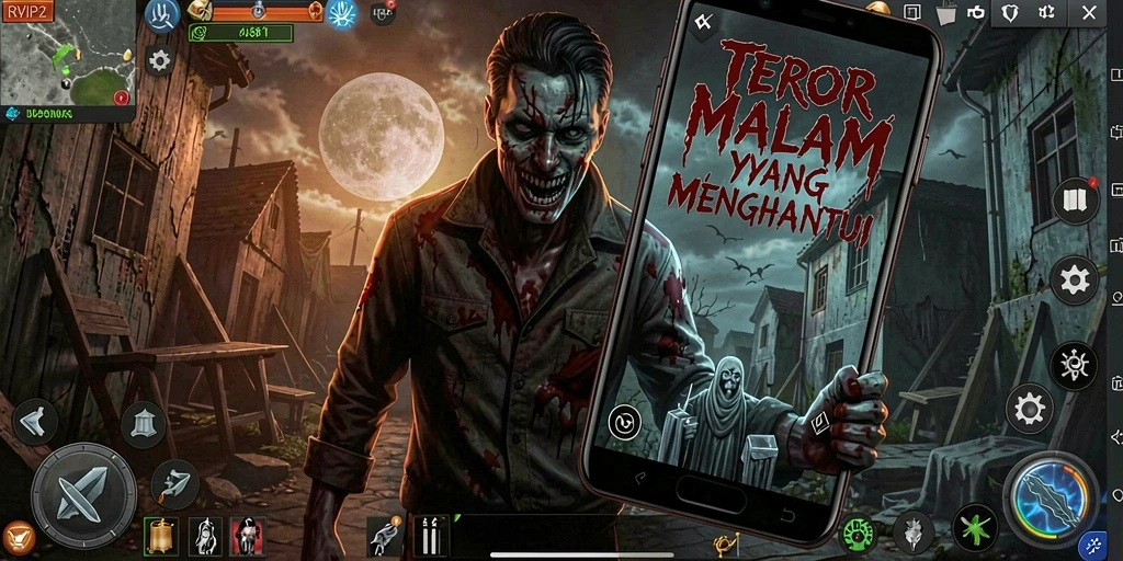 Gameplay RVIP2 menunjukkan suasana horor yang menggigit dengan desain kelam.