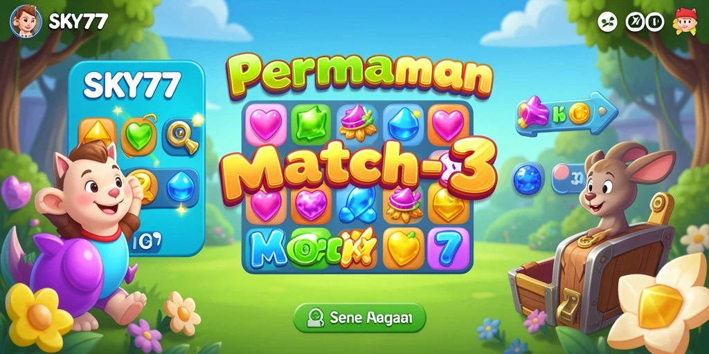 Gameplay seru permainan Match-3 dengan desain menarik.
