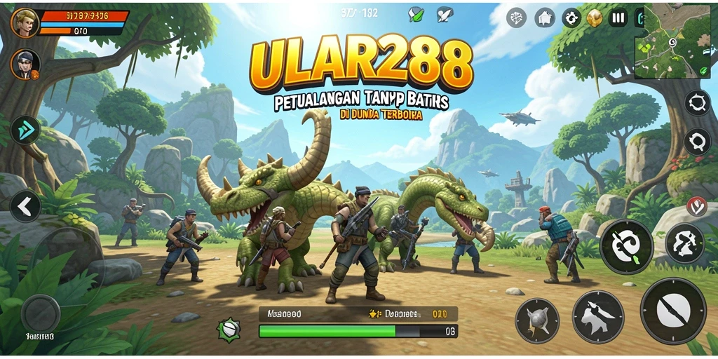 Tangkapan layar gameplay ULAR288 menampilkan eksplorasi dunia yang luas.
